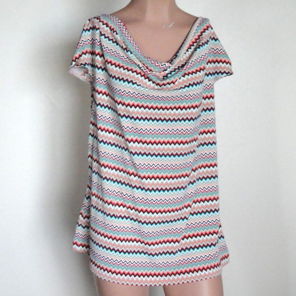 LIZ CLAIBORNE Cap Sleeve Colorful Top sz L